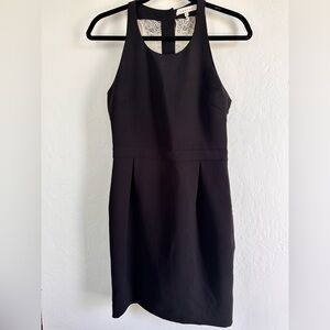 Sandro Black Sheath Mini Dress with Lace & Bow Back Detailing | size: 1